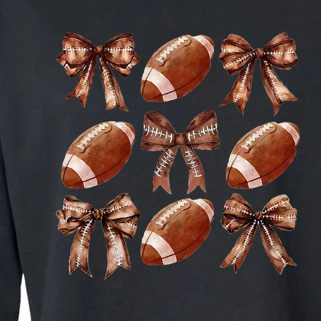 Football Coquette Bow Football Mom Game Day Cropped Pullover Crew