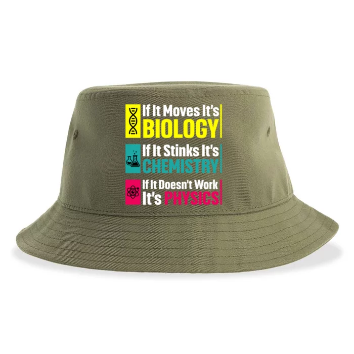 Funny Chemistry Biology Physics Nerd Funny Science Humor Gift Sustainable Bucket Hat