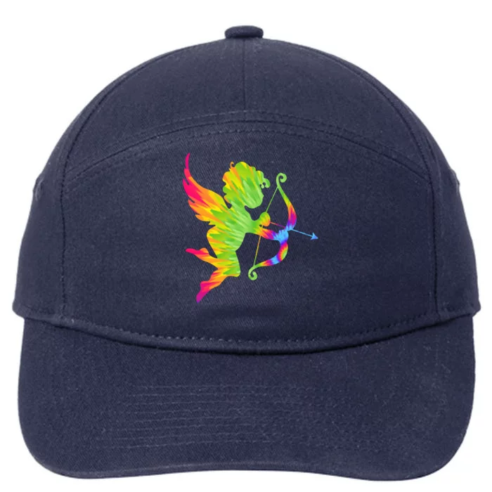 Funny Cupid Bow Arrow Tie Dye Vibrant Happy Valentine's Day Gift 7-Panel Snapback Hat