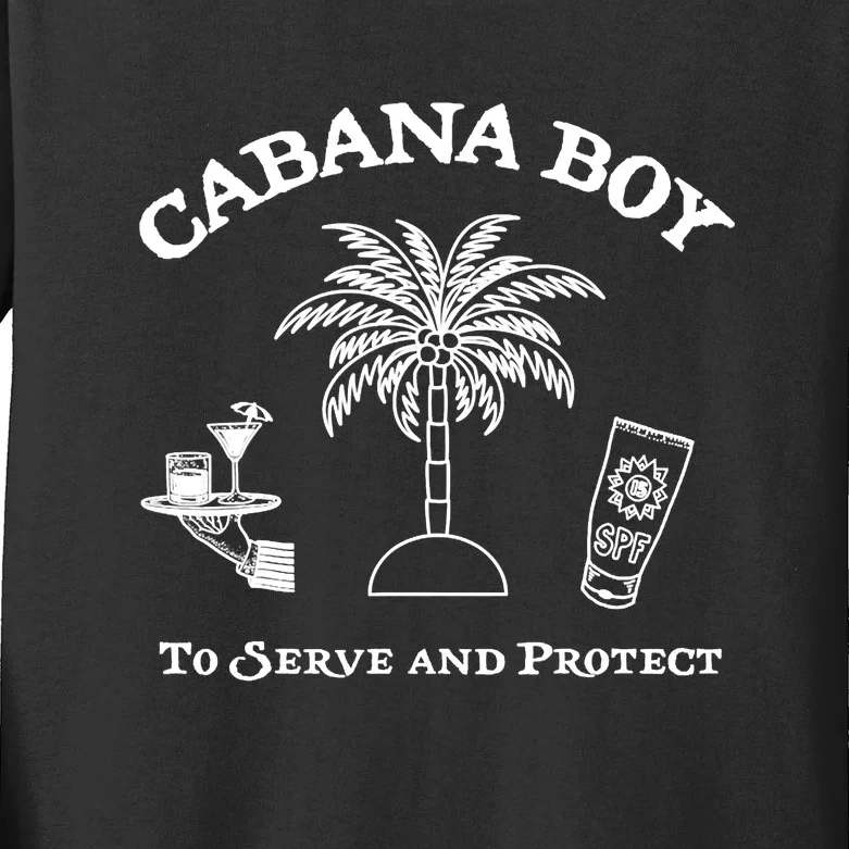 Funny Cabana Boy To Serve And Protect Kids Long Sleeve Shirt