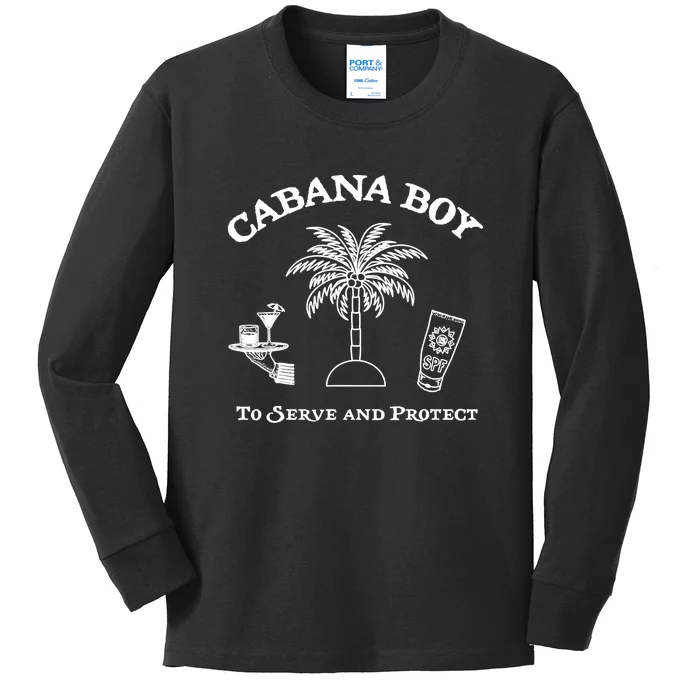 Funny Cabana Boy To Serve And Protect Kids Long Sleeve Shirt