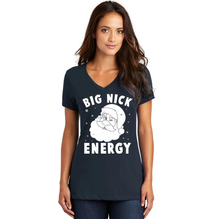 Funny Christmas Big Nick Energy Santa Claus Women's V-Neck T-Shirt