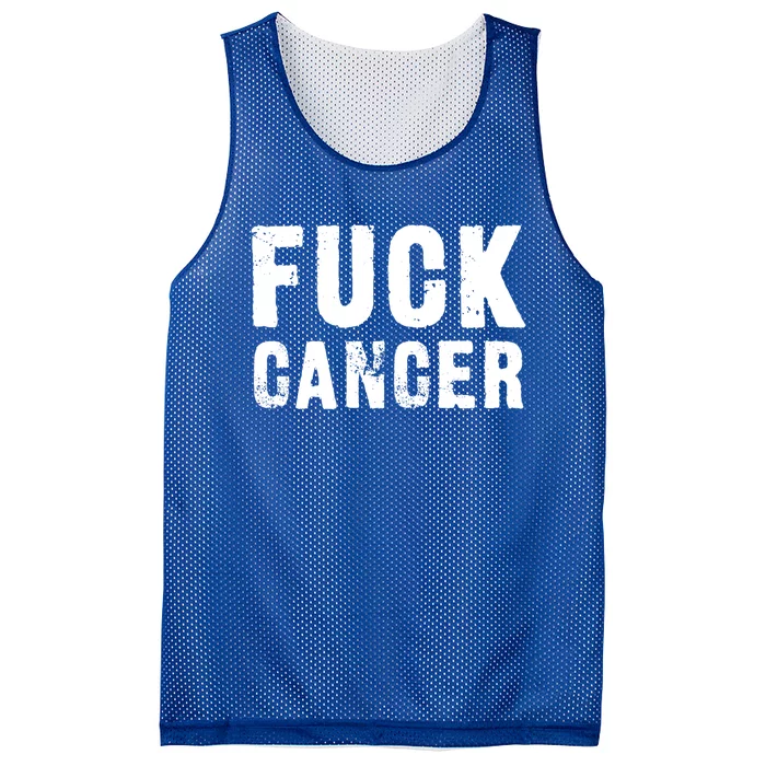 Fuck Cancer Black Font Gift Mesh Reversible Basketball Jersey Tank