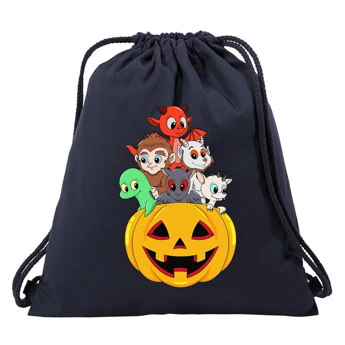 Funny Cryptid Bigfoot Pumpkin Halloween Drawstring Bag