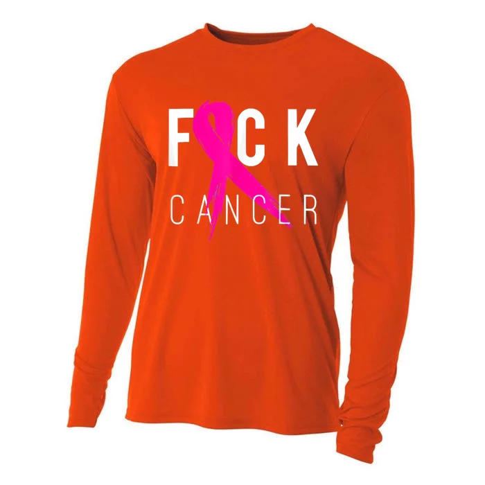 Fuck Cancer Breast Cancer Awareness Retro Distressed Gift Cooling Performance Long Sleeve Crew