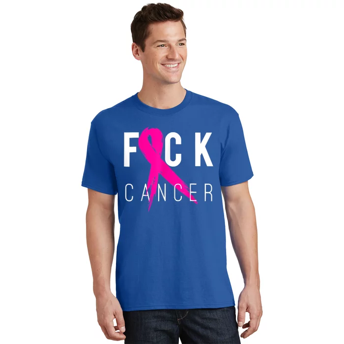 Fuck Cancer Breast Cancer Awareness Retro Distressed Gift T-Shirt