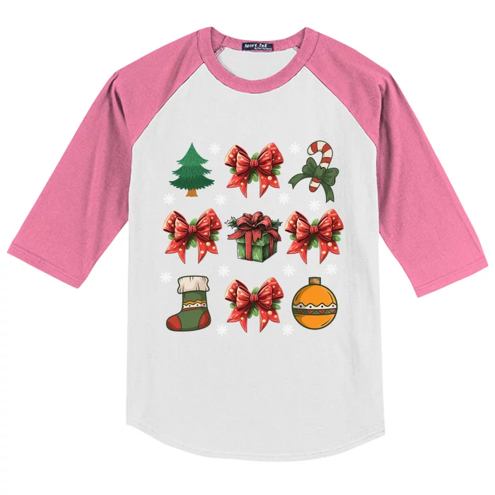 Festive Christmas Bow And Gift Meaningful Gift – Cute Holiday Gift Kids Colorblock Raglan Jersey