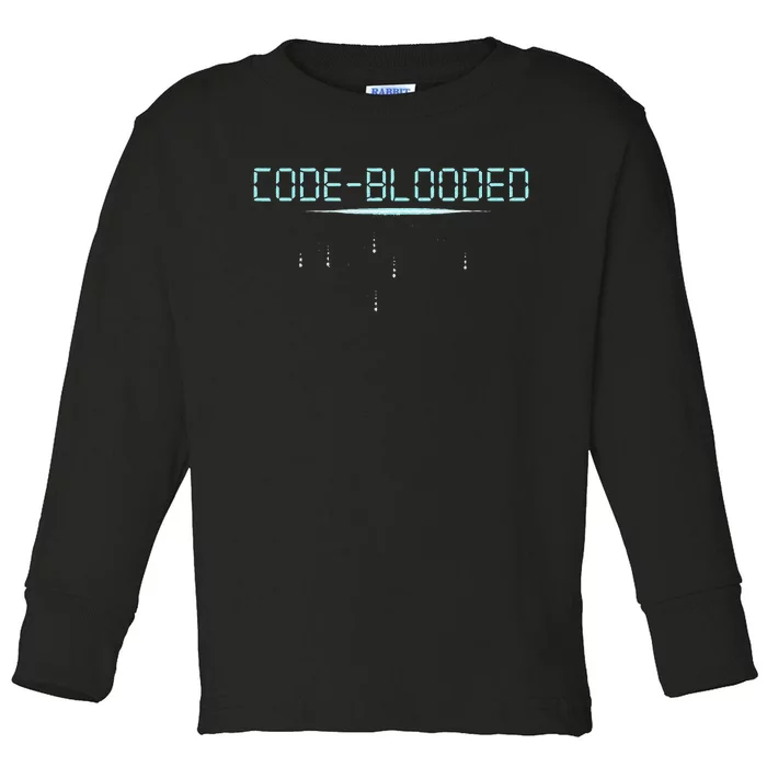 Funny Code Blooded Computer Software Programmer Binary Tree Toddler Long Sleeve Shirt