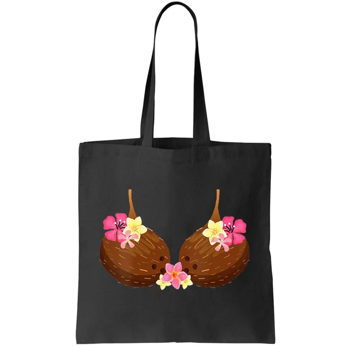 Funny Coconut Bra With Hawaiian Tropical Flowers Tote Bag