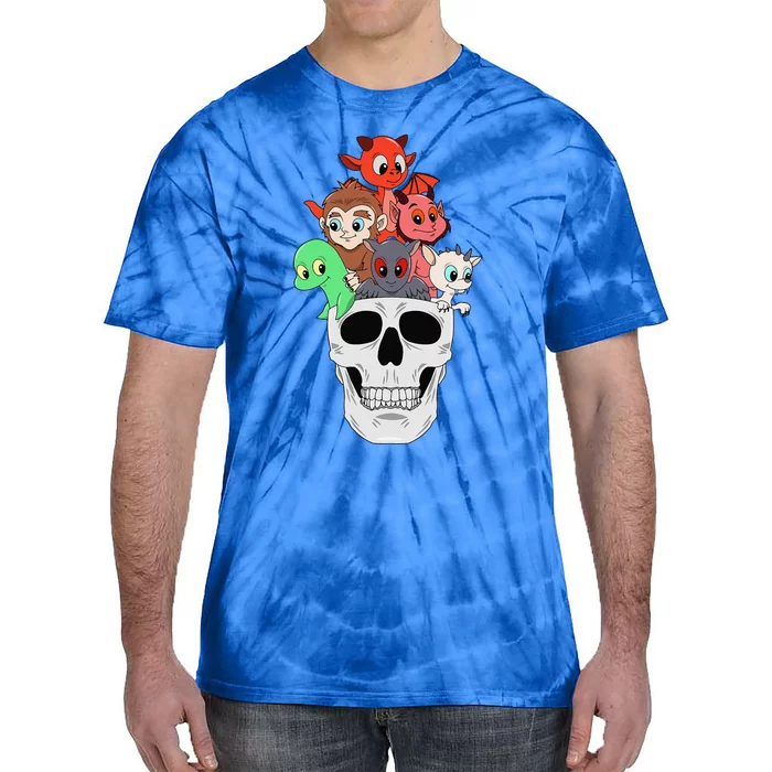 Funny Cryptid Bigfoot Skull Halloween Girlls Tie-Dye T-Shirt