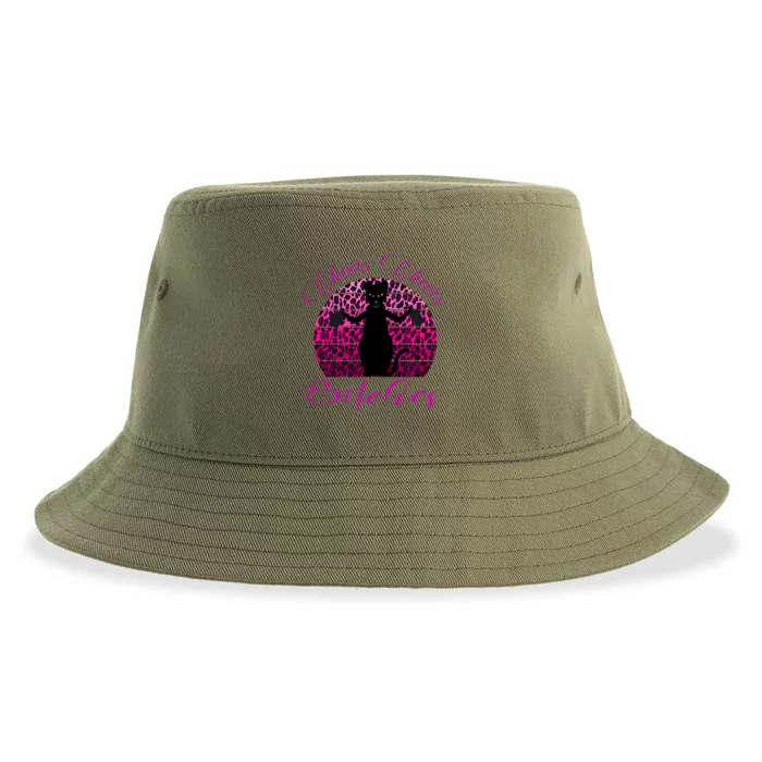 Funny Cheers Bitches Design Pink Leopard Print Pew Pew Gift Sustainable Bucket Hat