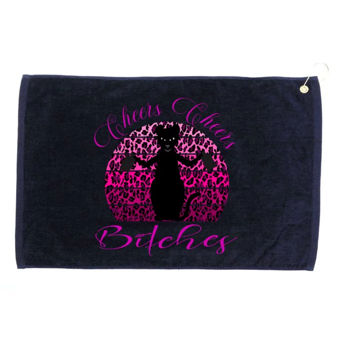 Funny Cheers Bitches Design Pink Leopard Print Pew Pew Gift Grommeted Golf Towel