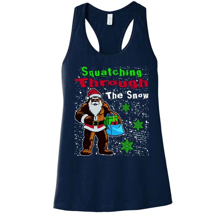 Funny Christmas Bigfoot Women's Racerback Tank