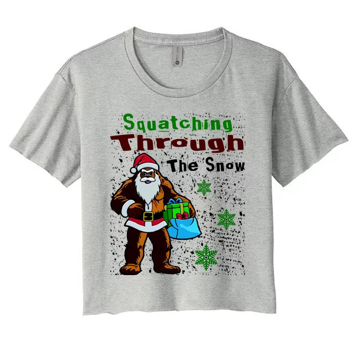 Funny Christmas Bigfoot Women's Crop Top Tee