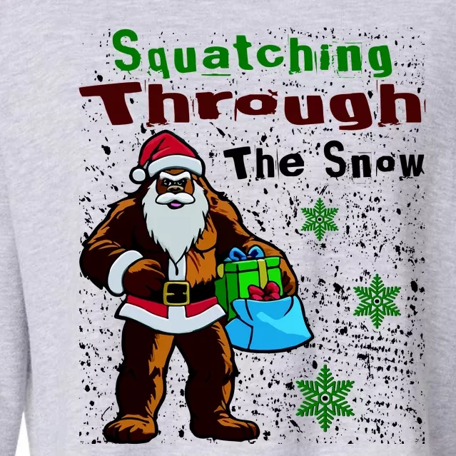 Funny Christmas Bigfoot Cropped Pullover Crew