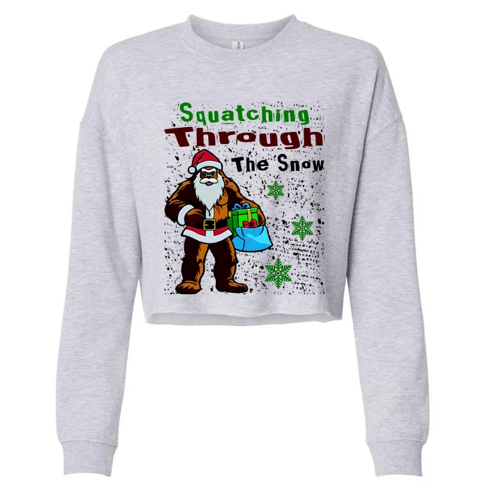 Funny Christmas Bigfoot Cropped Pullover Crew