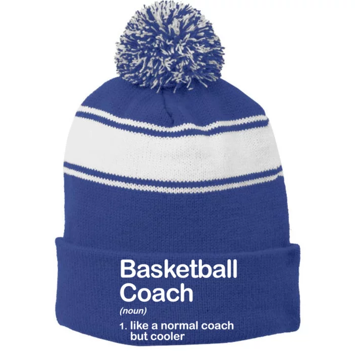 Funny College Basketball Coach Definition Design Gift Stripe Pom Pom Beanie