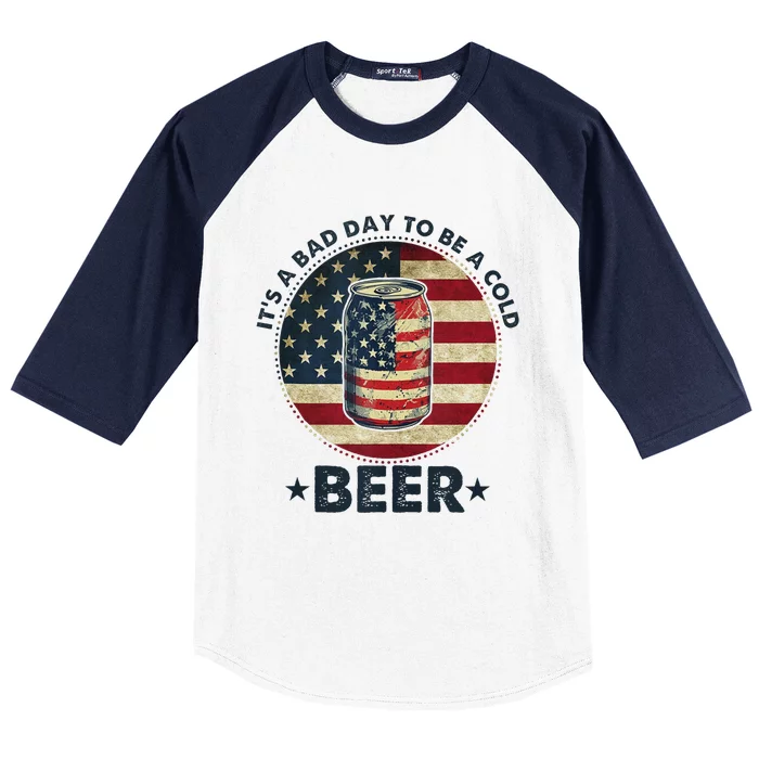 Funny Cold Beer Vintage 4th Of July Tank Top Baseball Sleeve Shirt