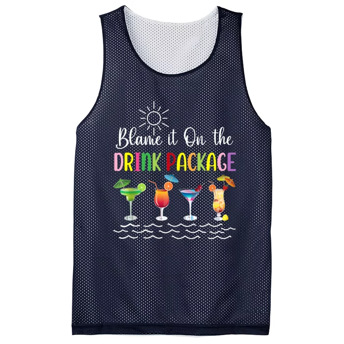 Funny Cruise Blame It On The Drink Package Family Cruising Tank Top Mesh Reversible Basketball Jersey Tank