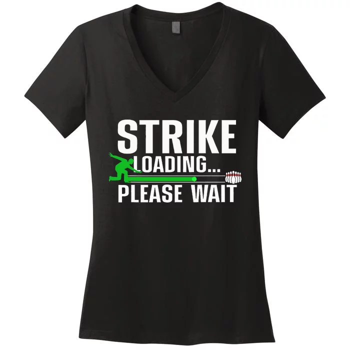 funny Cool Bowling Art For Bowler Bowling Player Women's V-Neck T-Shirt