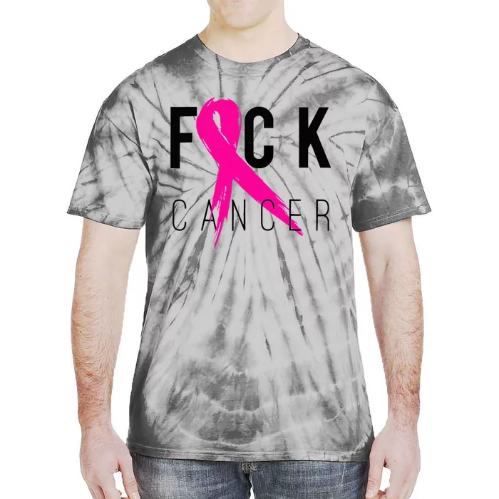 Fuck Cancer Breast Cancer Awareness Gift Retro Distressed Tie-Dye T-Shirt