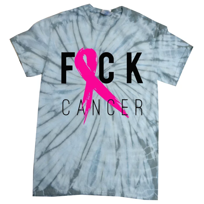 Fuck Cancer Breast Cancer Awareness Gift Retro Distressed Tie-Dye T-Shirt