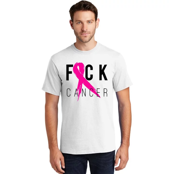 Fuck Cancer Breast Cancer Awareness Gift Retro Distressed Tall T-Shirt