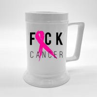 Fuck Cancer Breast Cancer Awareness Gift Retro Distressed Beer Stein