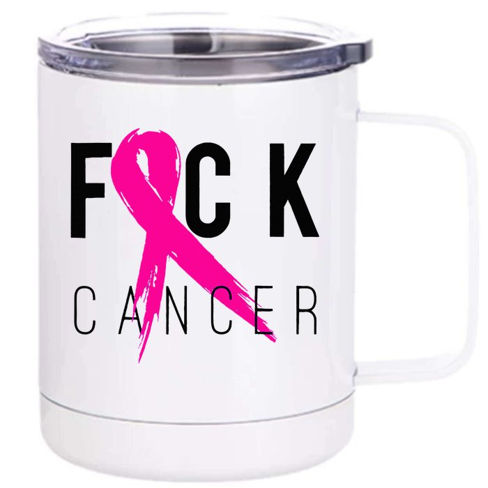 Fuck Cancer Breast Cancer Awareness Gift Retro Distressed 12 oz Stainless Steel Tumbler Cup