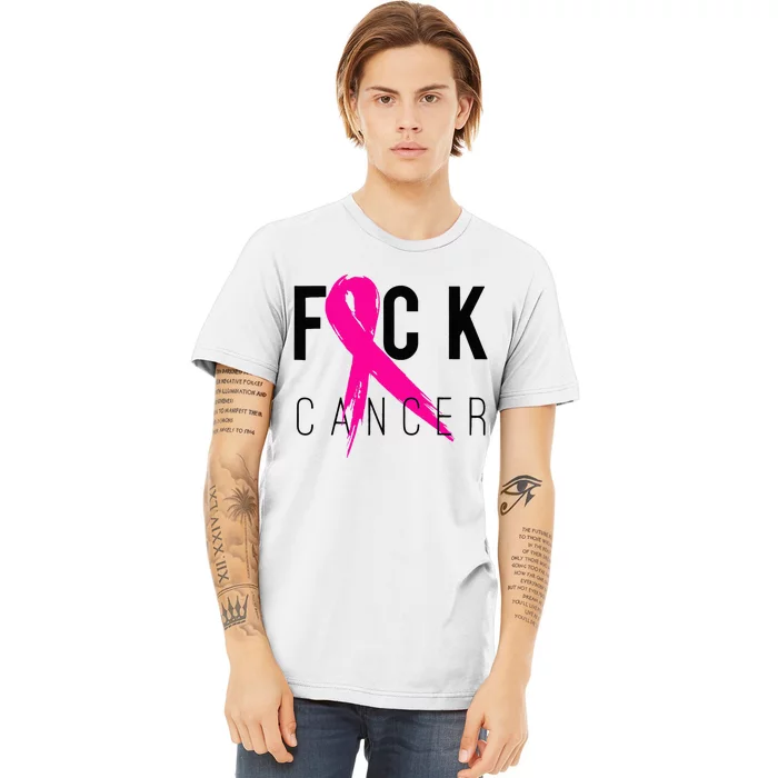 Fuck Cancer Breast Cancer Awareness Gift Retro Distressed Premium T-Shirt