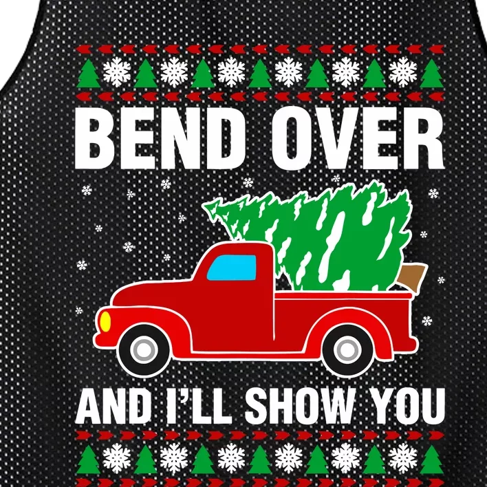 Funny Christmas Bend Over ILl Show You Matching Mesh Reversible Basketball Jersey Tank