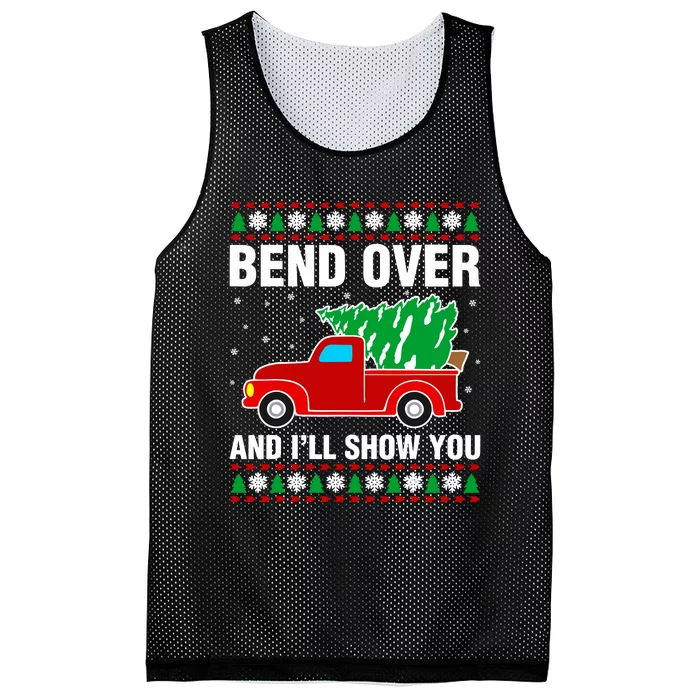 Funny Christmas Bend Over ILl Show You Matching Mesh Reversible Basketball Jersey Tank