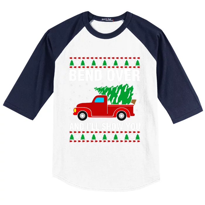 Funny Christmas Bend Over ILl Show You Matching Baseball Sleeve Shirt