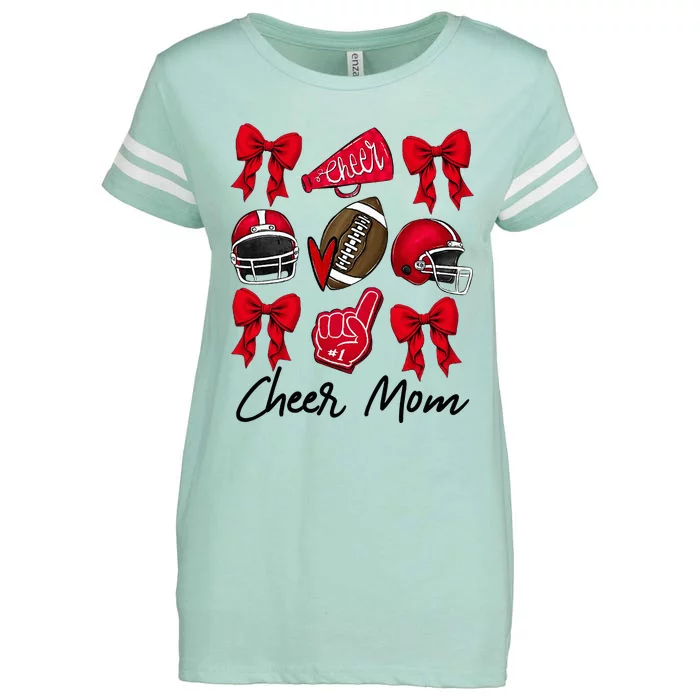 Football Coquette Bow Cheer Mom Red Enza Ladies Jersey Football T-Shirt