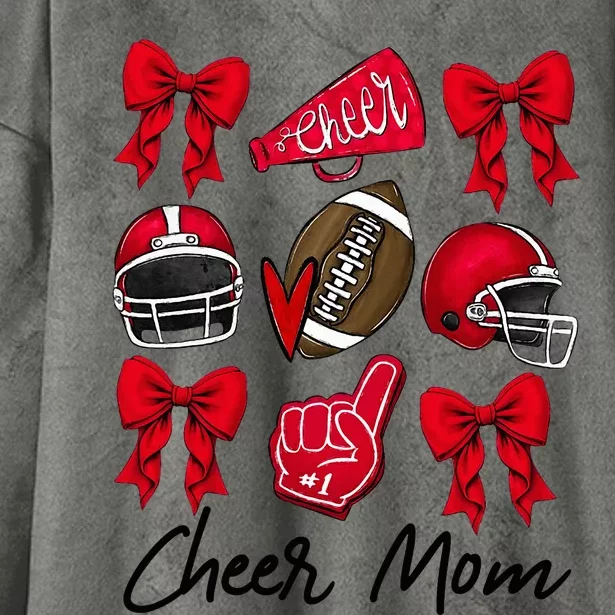 Football Coquette Bow Cheer Mom Red Hooded Wearable Blanket