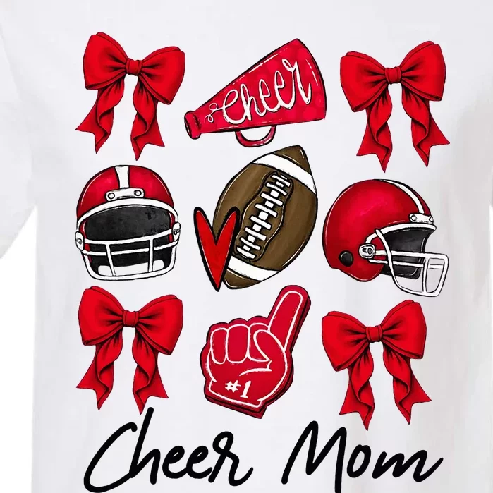 Football Coquette Bow Cheer Mom Red Garment-Dyed Heavyweight T-Shirt