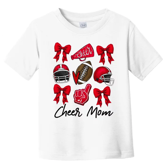 Football Coquette Bow Cheer Mom Red Toddler T-Shirt