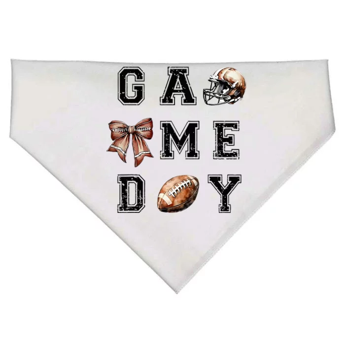 Football Coquette Bow Football Mom Game Day USA-Made Doggie Bandana