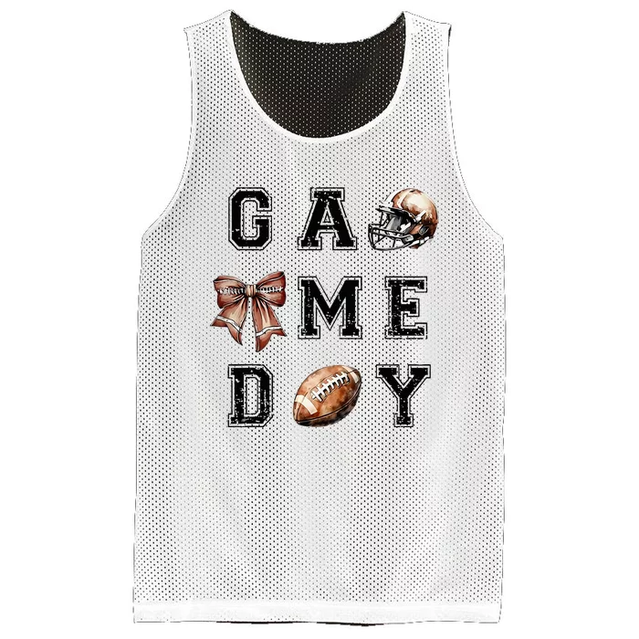 Football Coquette Bow Football Mom Game Day Mesh Reversible Basketball Jersey Tank