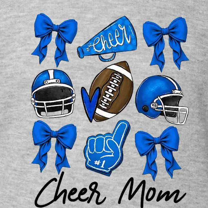 Football Coquette Bow Cheer Mom Blue Toddler Sweatshirt