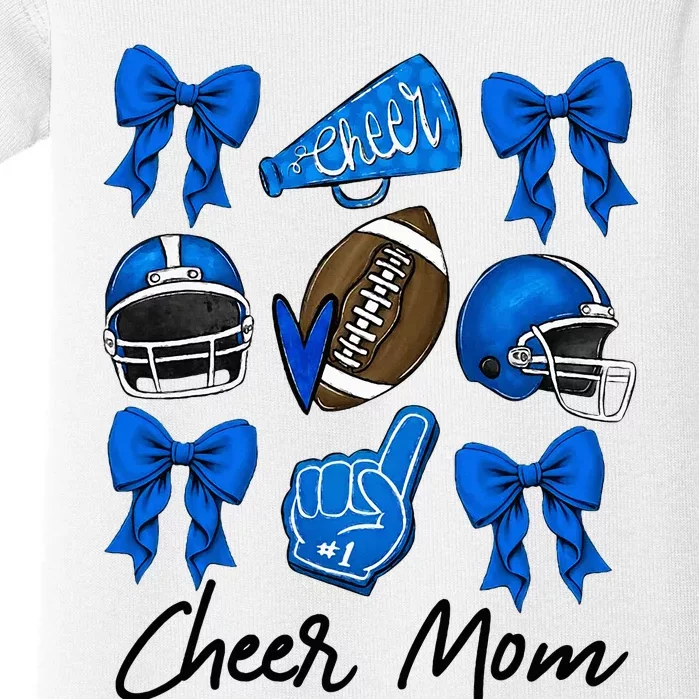 Football Coquette Bow Cheer Mom Blue Baby Bodysuit