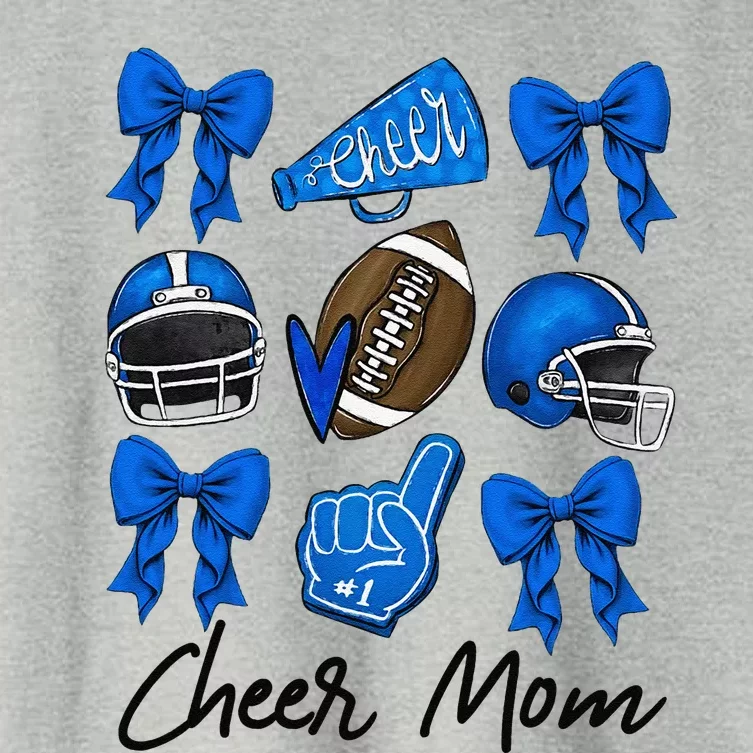 Football Coquette Bow Cheer Mom Blue Gift Women's Crop Top Tee