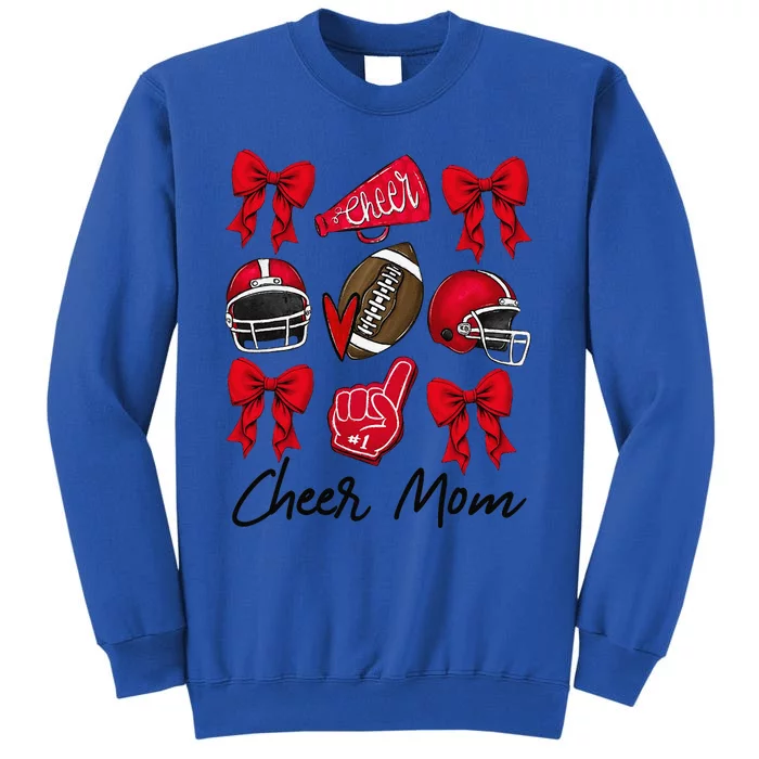 Football Coquette Bow Cheer Mom Red Gift Tall Sweatshirt