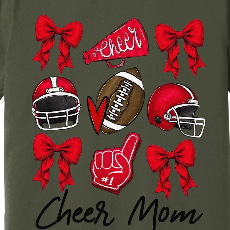 Football Coquette Bow Cheer Mom Red Gift Premium T-Shirt