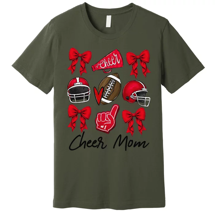 Football Coquette Bow Cheer Mom Red Gift Premium T-Shirt