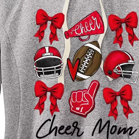 Football Coquette Bow Cheer Mom Red Gift Women's Fleece Hoodie