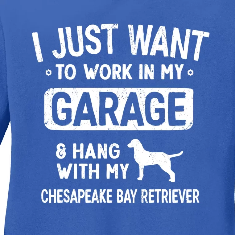 Funny Chesapeake Bay Retriever Dad Garage Hang With Gift Ladies Long Sleeve Shirt