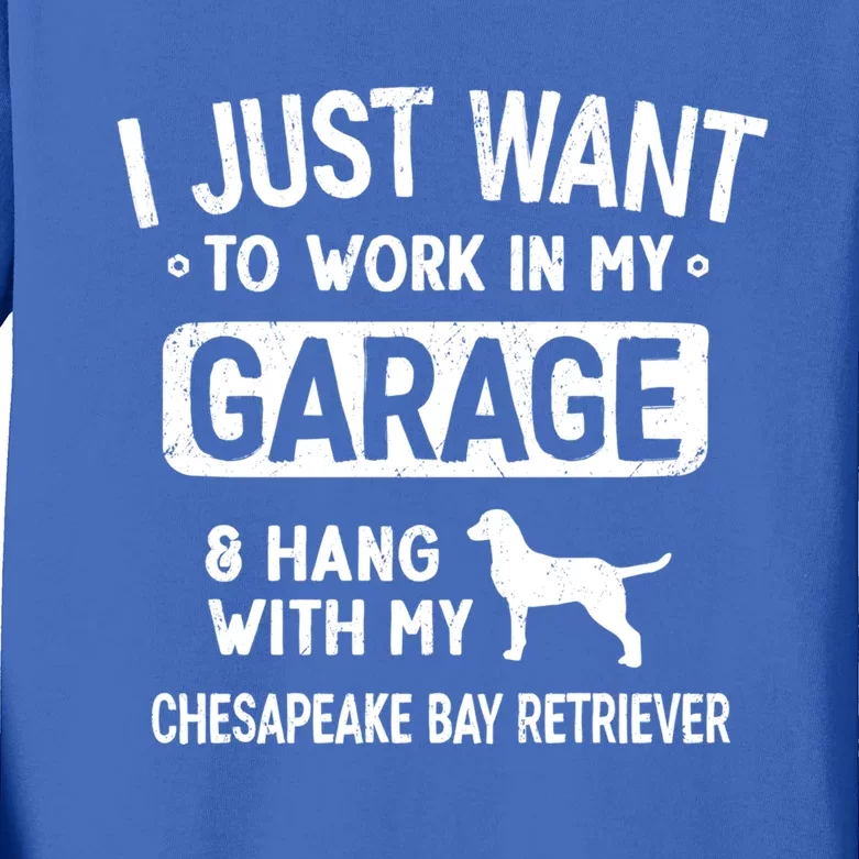 Funny Chesapeake Bay Retriever Dad Garage Hang With Gift Kids Long Sleeve Shirt