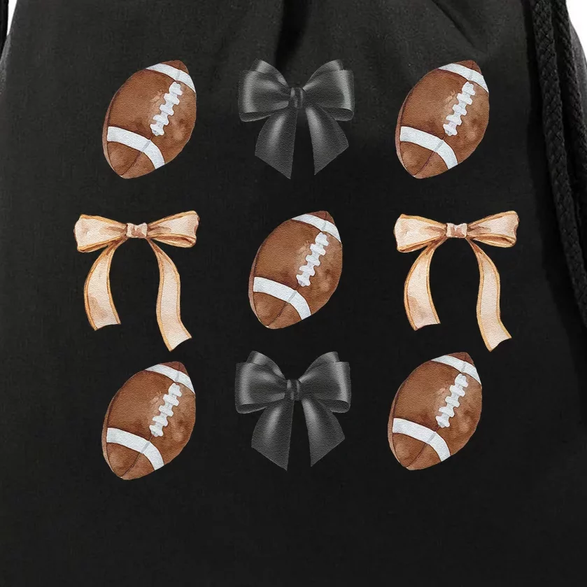 Football Coquette Bow Football Mama Game Day Women Gift Drawstring Bag