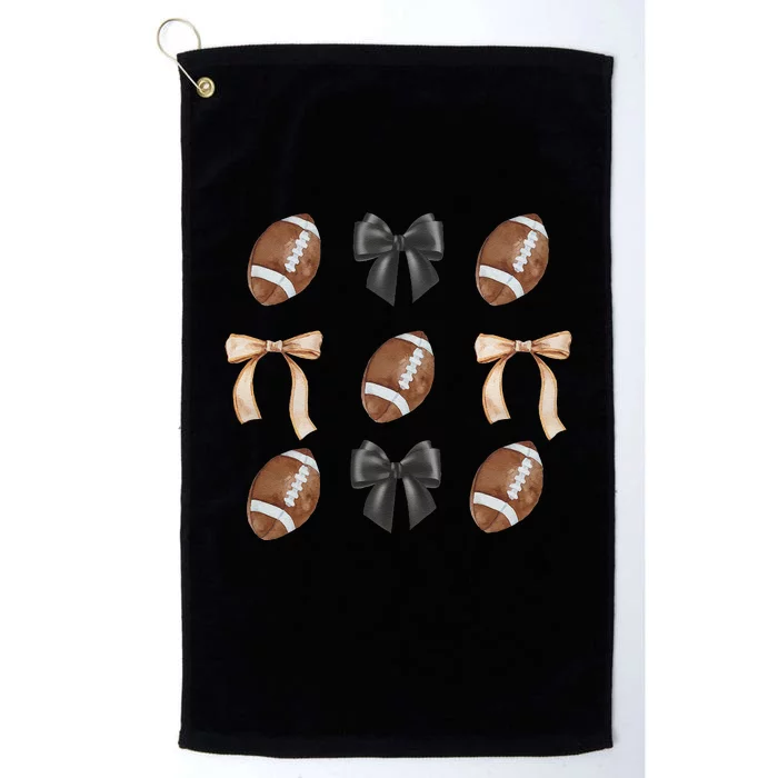 Football Coquette Bow Football Mama Game Day Women Gift Platinum Collection Golf Towel